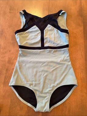 Oh La La Dancewear Black Top with Light Blue Trim